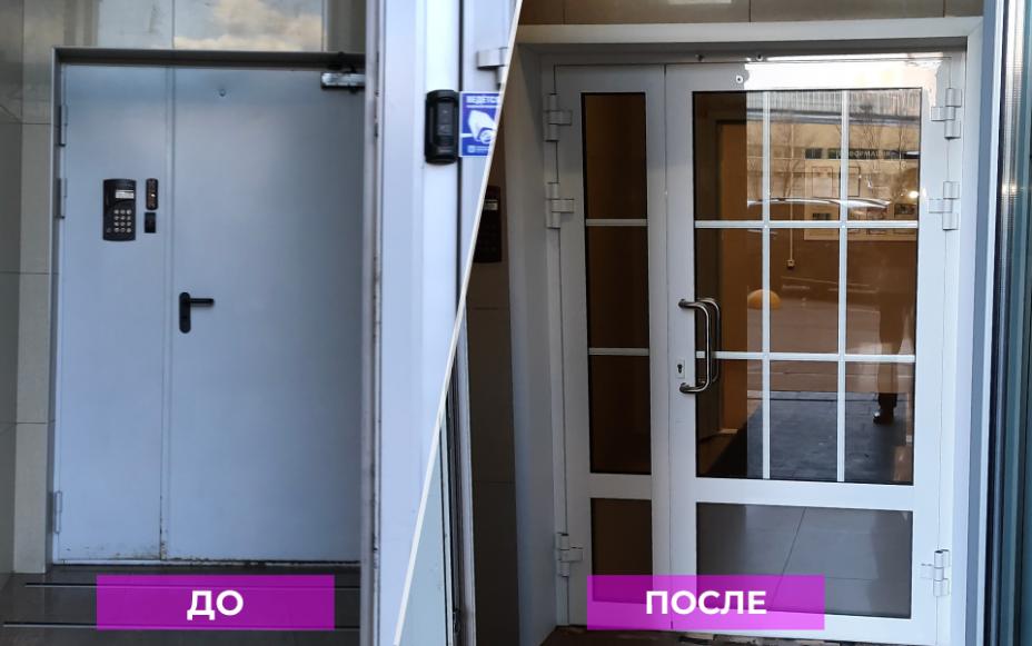 Как и обещали, провели замену дверей входных групп в секциях 4 и 7